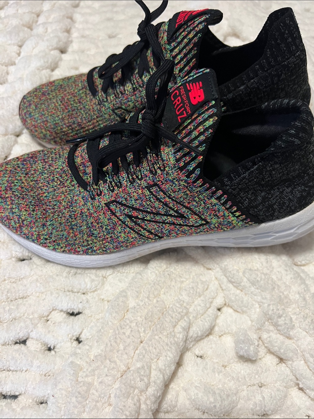 New Balance Multicolor Knit Athletic Sneakers with Black Accents - Picture 3 of 4